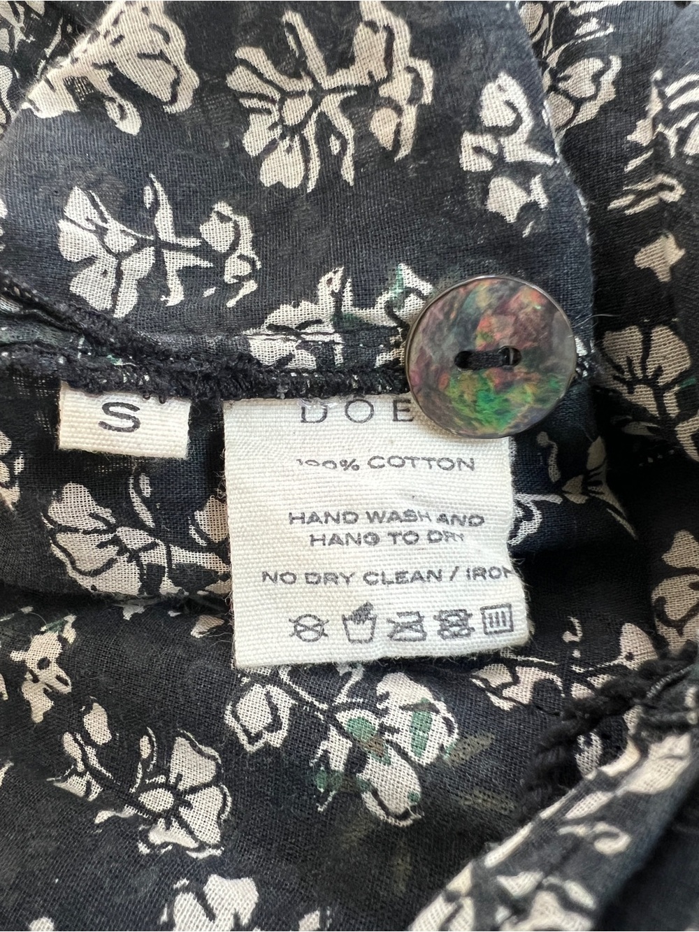 Doen Black Floral Shaanti Block-Print Overalls Jumpsuit | Small - Picture 9 of 15